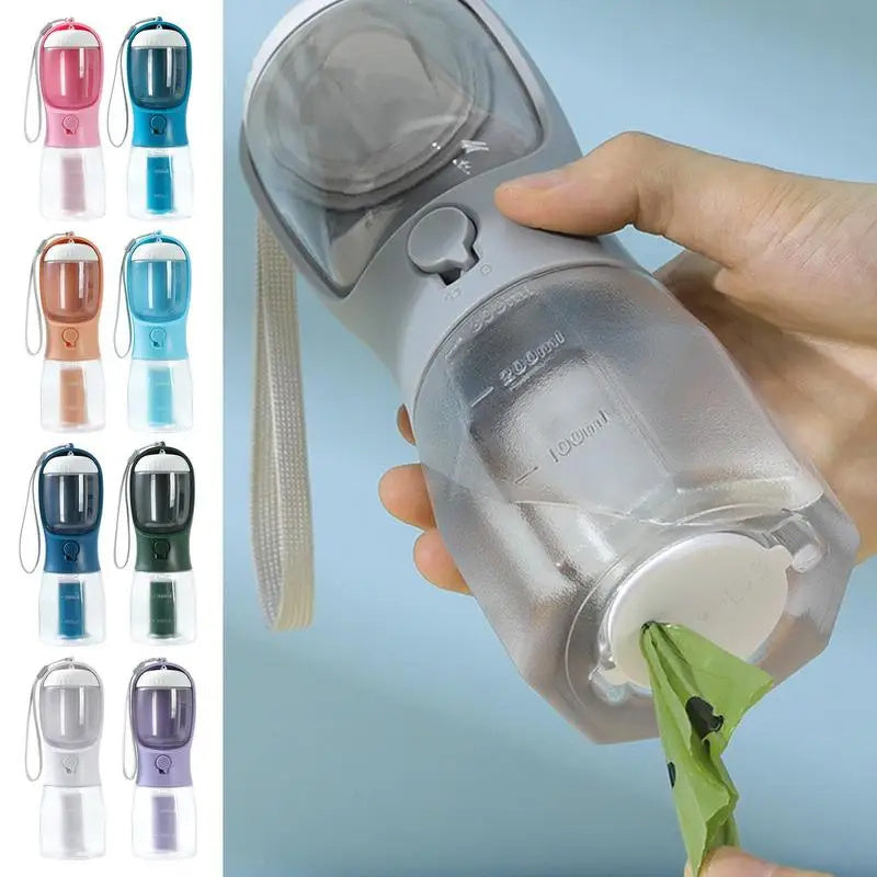 3-in-1 Pet Travel Bottle (Water + Food + Waste Bags)
