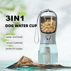 3-in-1 Pet Travel Bottle (Water + Food + Waste Bags)